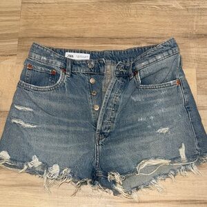 Zara- High Rise Button Denim Short